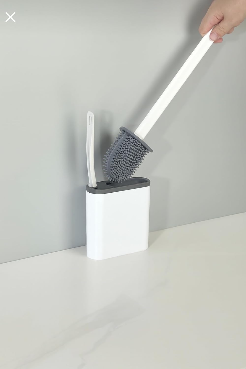 2'li Silikon Tuvalet Fırçası Seti – Esnek Başlıklı Klozet Fırçası & Kenar Fırçası, Beyaz
