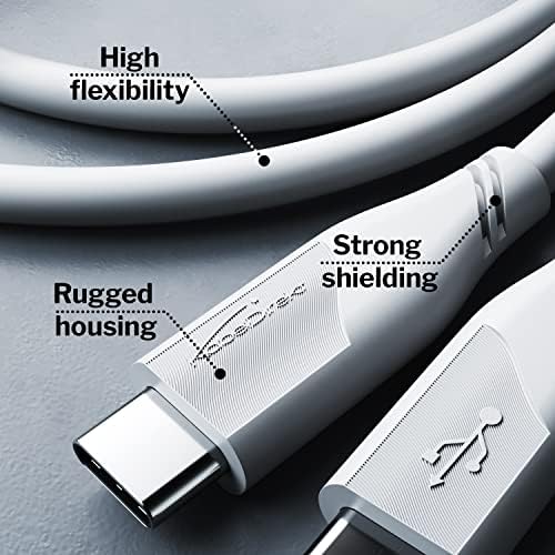 – USB-C kablosu, USB 2.0 – 2 m (USB-C - USB-C, veri kablosu/şarj kablosu, güç dağıtımı ile 480 Mbit/s ve 100 W'a kadar şarj akımı/PD 3, entegre çip, beyaz)