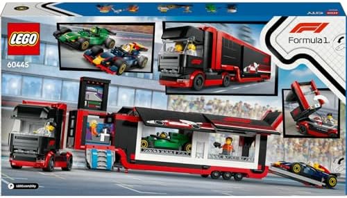 City RB20 ve AMR24 F1 Arabalı F1 Kamyonu 60445-8 Yaş ve Üzeri Çocuklar için Yarış Arabalı Yaratıcı Oyuncak Yapım Seti Doğum Günü Hediyesi (1086 Parça)