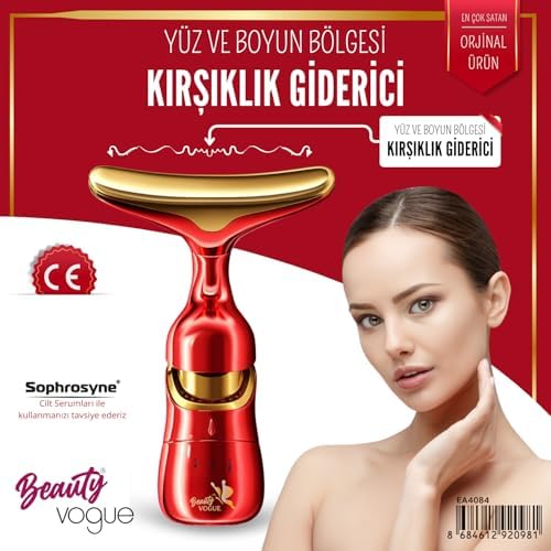 Titreşimli Yüz ve Boyun Kırışıklık Giderici Masaj Aleti - 3 Farklı Başlık, Titreşimli Cilt Sıkılaştırıcı, Boyun ve Gıdı Zayıflatıcı Etki, Kablosuz Cilt Güzelleştirme Cihazı