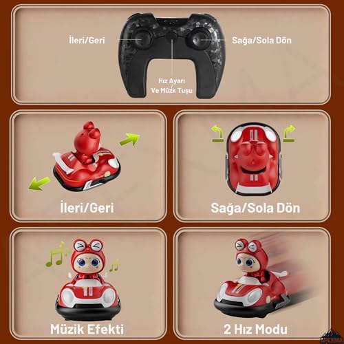 2.4GHz Uzaktan Kumandalı Şarjlı Hız Ayarlı Çarpışan Arabalar Sesli Işıklı Müzikli Araba