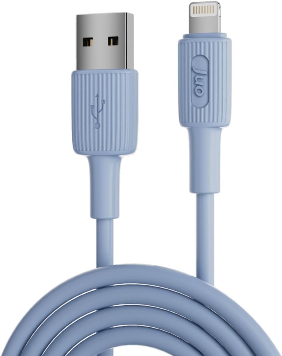 12W 2.4A USB-A to Lightning iPad İle Uyumlu Silikon Hızlı Şarj ve Data Kablosu Mavi 1 Metre