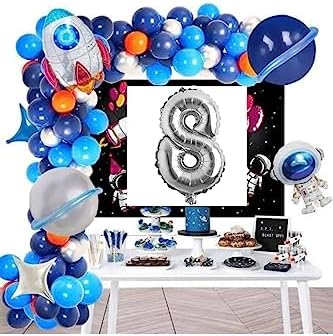 Yaş Folyolu Astronot Roket Uzay Temalı Doğum Günü Parti Süsü bmcNM928