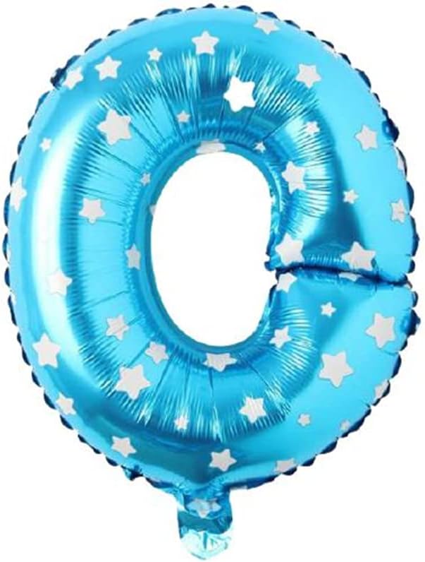 O Harfi 16 İnç Mavi Yıldızlı Renk Folyo Balon 36 CM (Mavi)