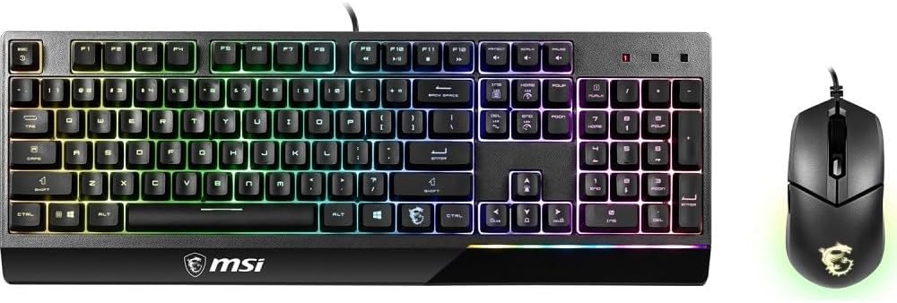 MSI GG GK30 Combo TR Gaming Klavye & Mouse, RGB LED Aydinlatma, USB Baglanti, Suya Dayanıklı