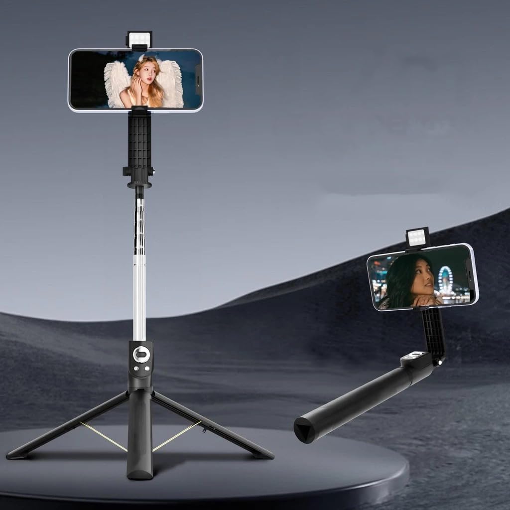 2-in-1 Selfie Stick – 170cm Uzatılabilir, Bluetooth Kablosuz Uzaktan Kumanda, 3 Modlu LED Dolgu Işığı, Type-C Şarjlı, iOS & Uyumlu | NP-01S