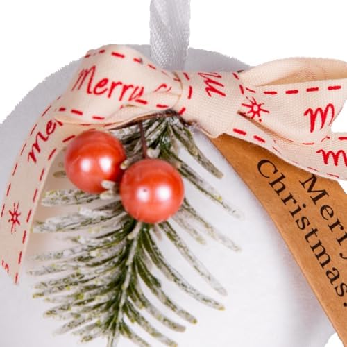 Yılbaşı Topu Yılbaşı Dekorlu 3'lü Set Beyaz 8 Cm.