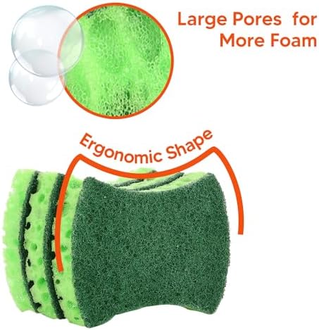 Bulaşık Süngeri 3'lü Paket, Büyük Gözenekli Bol Köpük Sağlayan Ergonomik Sünger