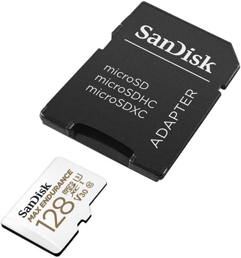 Ev Güvenlik Kameraları ve Araç Kameraları için Maksimum Dayanıklılık MicroSDHC 128GB SD Adaptör, 60.000 Saate Kadar, Full HD / 4K Videolar, 100/40 MB/sn'ye Kadar Okuma/Yazma Hızları