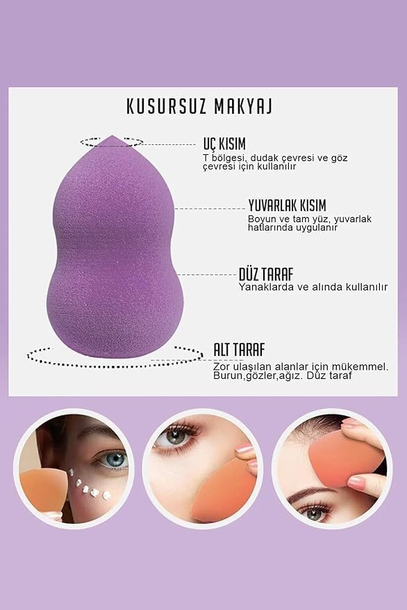 Makyaj Süngeri Seti + Göz Farı Uygulama Çubuğu 10’lu| Latex-Free Beauty Blender Süngerleri & Çift Taraflı Aplikatör Seti | Profesyonel Makyaj Araçları | Fondöten, Kapatıcı