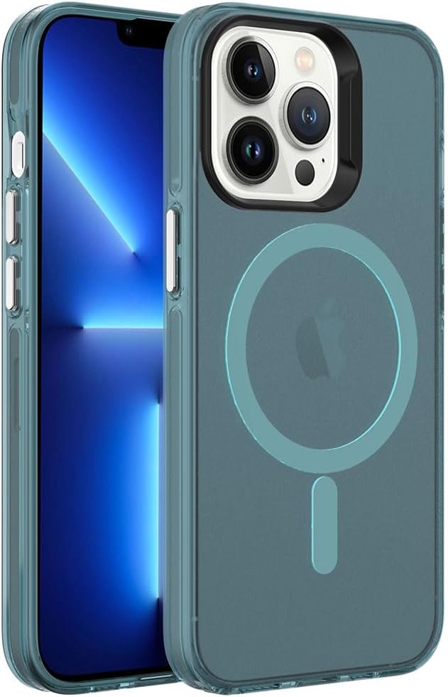 ZORE İle Uyumlu 13 Pro Kılıf Şarj Özellikli Buzlu Transparan C-Pro Sert Kapak Lacivert