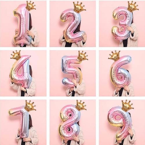 Patladı Gitti 4 Rakam Gökkuşağı Rakam Folyo 32"-34" inc ve Kral Tacı Folyo 10 inc