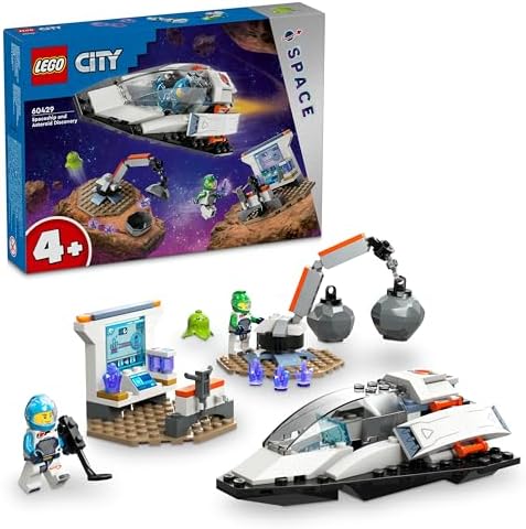 City Uzay Gemisi ve Asteroit Keşfi 60429 – 4 Yaş ve Üzeri Çocuklar için Hediye Fikri, Meteroit, Uzay Laboratuvarı, 2 Minifigür ve Uzaylı Figürü İçeren Yaratıcı Oyuncak Yapım Seti (126 Parça)
