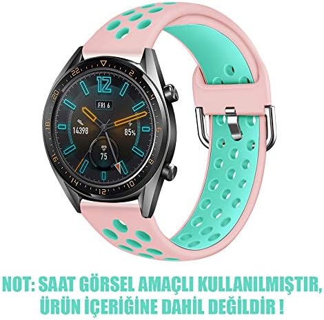 Galaxy 46mm Sport Band için Kordon Açık Pembe Turkuaz [Galaxy 46mm ile Uyumlu Kordon - Kayış - Açık Pembe Turkuaz]