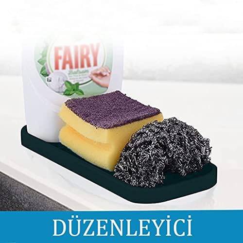 Silikon Sabunluk Organizer, Sabunluk Altlığı, Sıvı Sabun Standı 26X10 cm