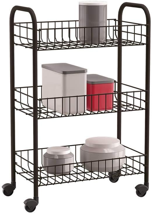 SIENA BLACK - Çok Amaçlı Taşıma Arabası. Tekerlekleri mevcuttur. Siyah Renk. 63x41x23 cm, 3 Sepet