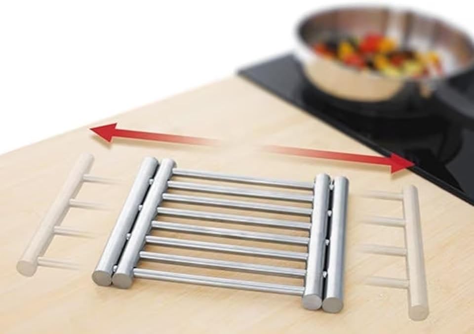 Ayarlanabilir Paslanmaz Çelik, 23 cm x 20 cm, 37 cm'e Kadar Genişleyebilir, Tencere Altlığı