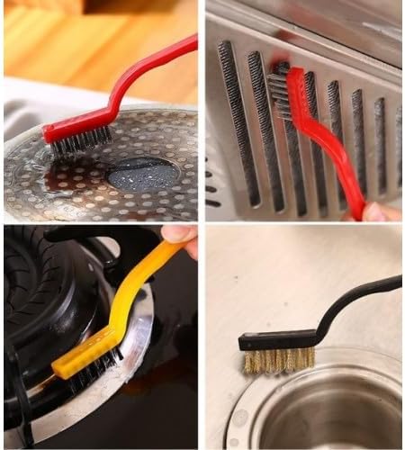 3'lü Mini Tel Fırça Seti, Paslanmaz Çelik, Bakır ve Naylon Kıllı Temizleme Fırçaları, Gaz Ocağı, Musluk, Mutfak Köşe ve Dar Alanlar İçin Temizlik Aleti