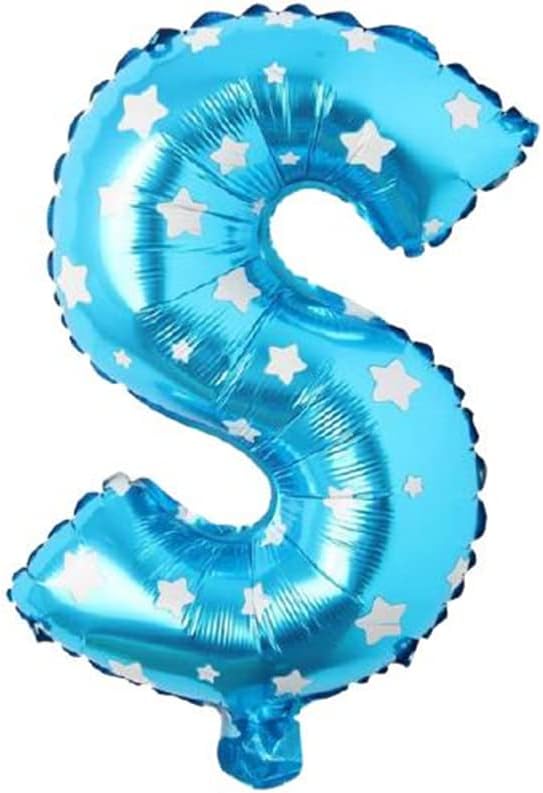 S Harfi 16 İnç Mavi Yıldızlı Renk Folyo Balon 36 CM (Mavi)
