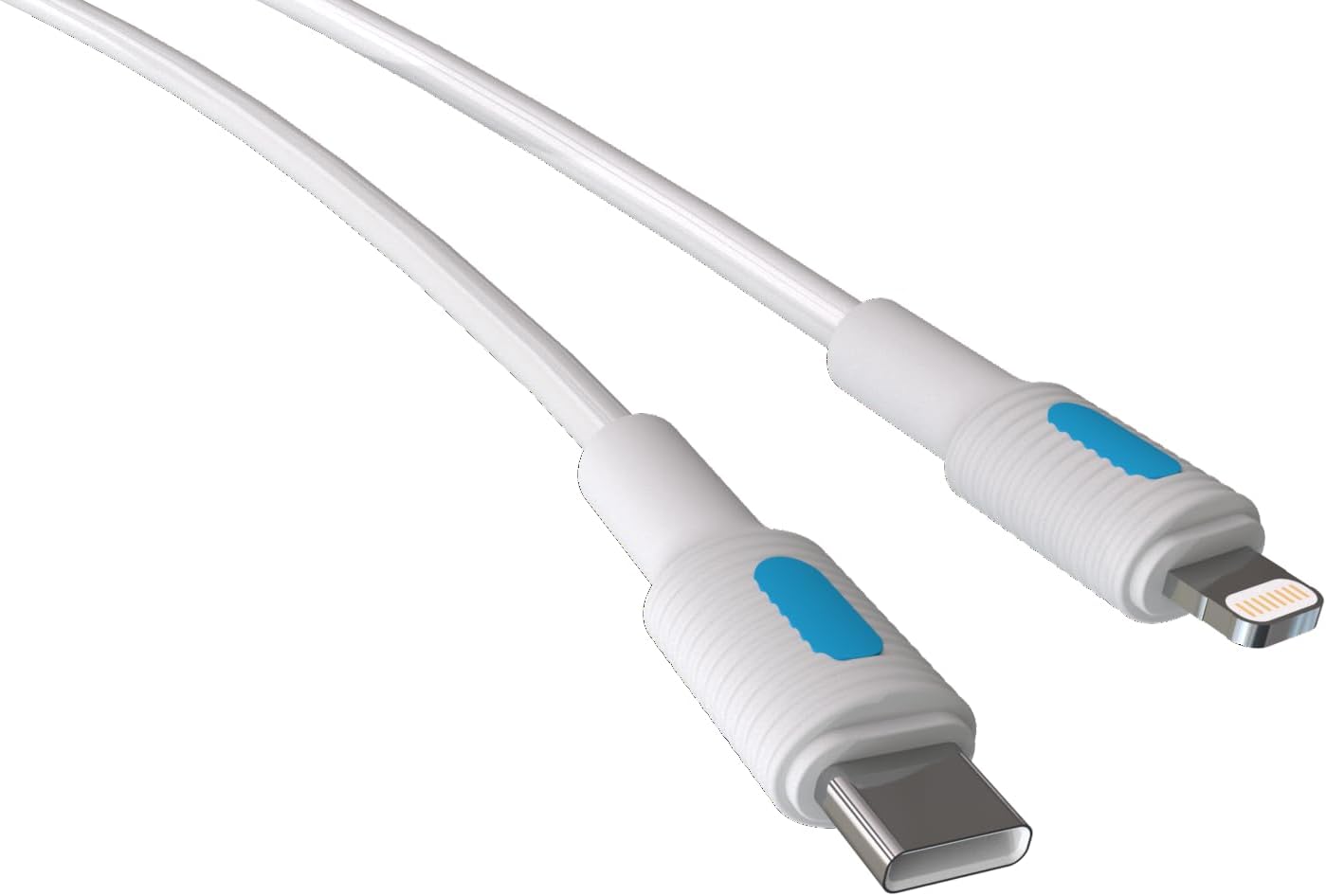 Type C-Lightning 27Watt PD Hızlı Şarj Kablosu (Beyaz + Mavi/Beyaz Uç) (120 CM)