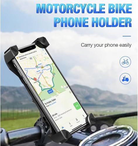 Bisiklet telefon tutucu, 360° Dönebilen Stabil Motosiklet Telefon Tutucu, 3.5-7 İnç Arası Tüm Telefonlarla Uyumlu Evrensel Telefon Tutucu