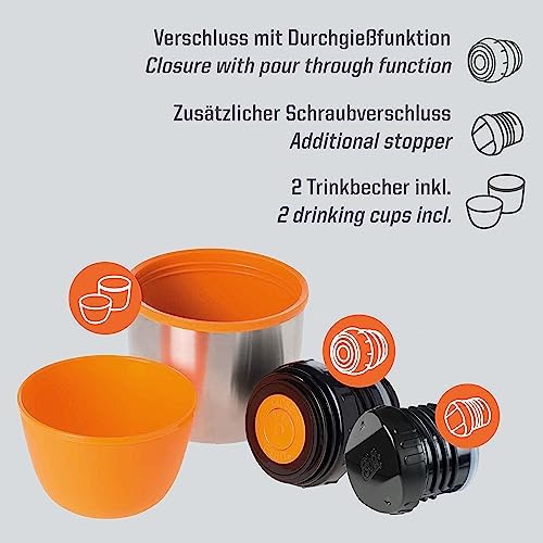 termos şişe 0,5 l termos şişe KANNE – dahil 2 Kupa – Vida dahil-& klik kilit – 24 h kadar sıcak tutar.