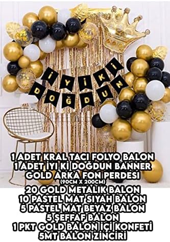 parti dolabı Kral Taçlı Balon Zinciri Doğum Günü Seti Iyi Ki Doğdun Doğum Günü Süslü Set