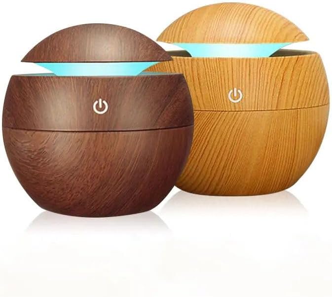 130 ml Hava Nemlendirici, Uçucu Yağ Aromaterapi Makinesi, Ev, Yatak Odası ve Ofis için Yedi Renkli Işık ile Aroma Hava Difüzörü (Koyu Kahve)