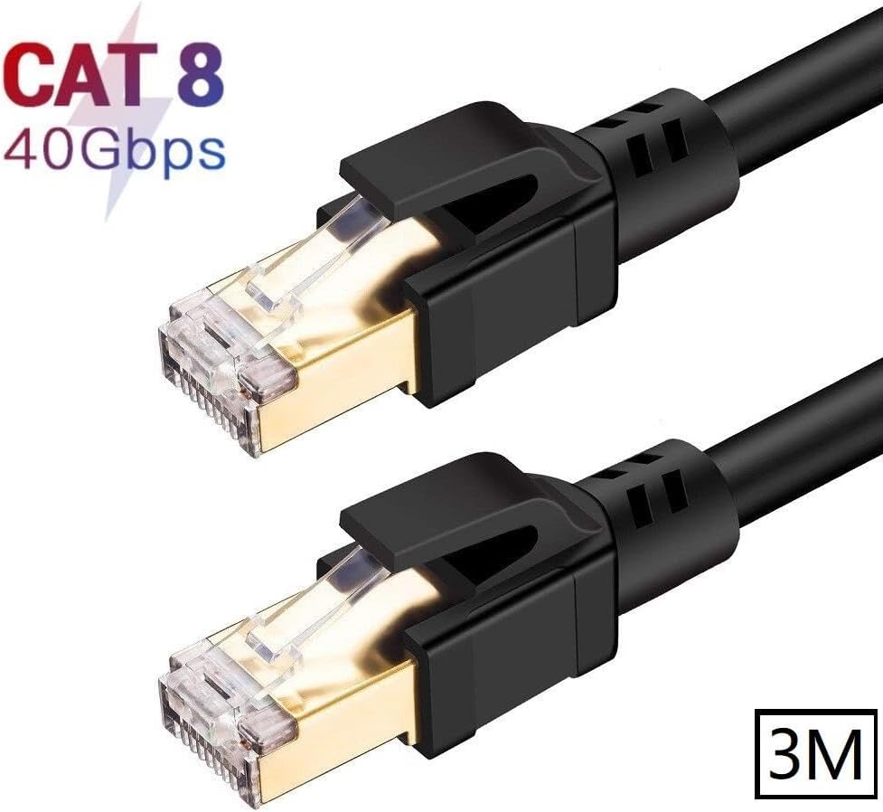 Tkz 1552 Cat8 3 Metre 40Gbps S/Ftp 2000MHz Yüksek Hızlı 26 AWG kablo, S/Ftp Esnek Korumalı Bükümlü Çift 25/40 Gb/sn 8P8C Altın Kaplama Cat8 İnternet Kablosu (3 METRE CAT8 1552)