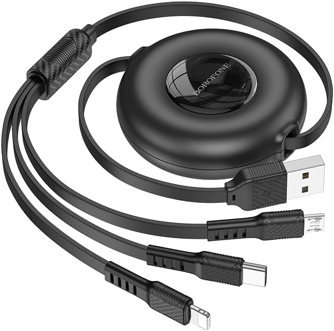 3in1 USB 17 ile Uyumlu Şarj Kablosu – Type-C, Lightning, Micro USB Çoklu Şarj Kablosu, 2A Hızlı Şarj, 1 Metre, TPE Kaplama, Aynı Anda 3 Cihaz Şarj Etme | BX74