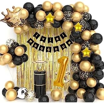 Yıldızlı Büyük Kral Taçlı 76 cm 1 Yaş Balon Zinciri Doğum Günü Seti Iyi Ki Doğdun -2-en Yeni Haliyle bmcNM650