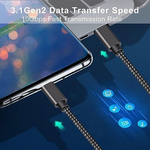 100W Type-C to Type-C 3 Metre USB 3.1 Gen2 10 Gbps 4k@60hz Hızlı Şarj Data ve Görüntü Aktarım Kablosu Örgülü