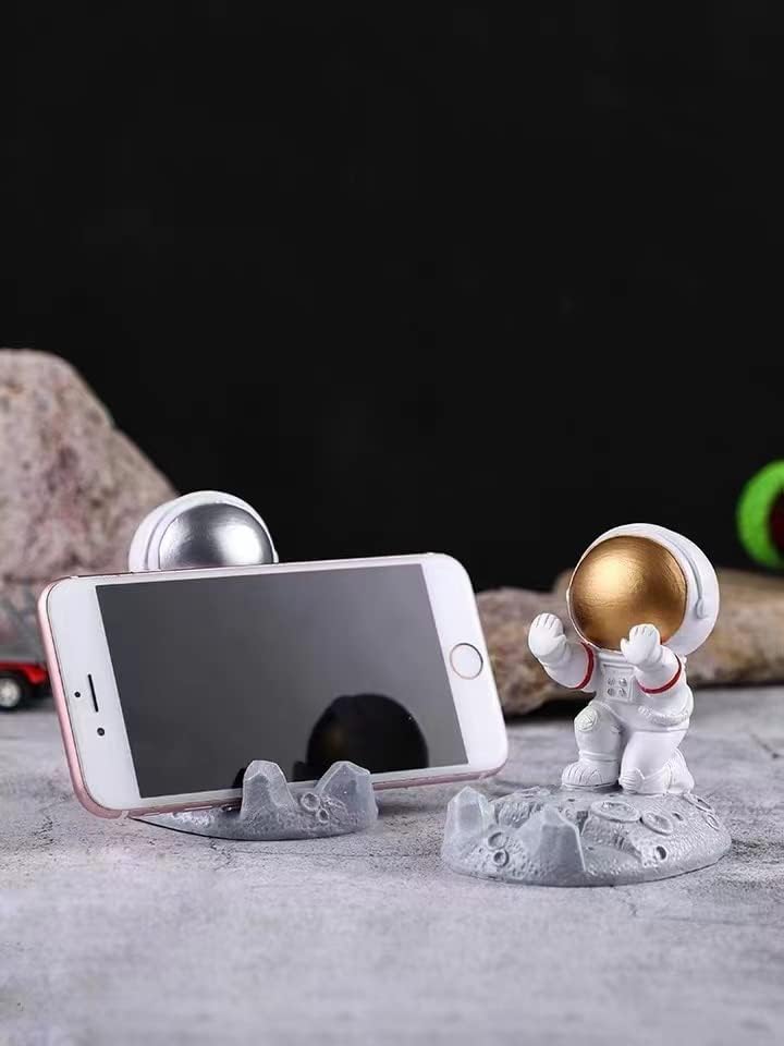 Çok Fonksiyonlu Astronot Uzay Adamı Cep Telefonu Standı Komik Sevimli Astronot Heykeli Telefon Tutucu, Ofis Dekorasyonu Masaüstü Komidin Braketi Tutucu