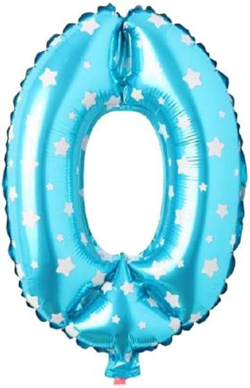 0 Rakamlı 16 İnç Mavi Yıldızlı Folyo Balon 36 CM (Mavi)
