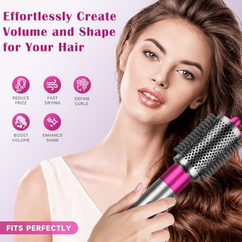Airwrap Ataşmanları için Büyük Yuvarlak Hacim Verme Fırçası, Airwrap HS01/HS05 için Aksesuarlar,Büyük Boy Saç Şekillendirici Fön Kurutma Fırçası (Gül)