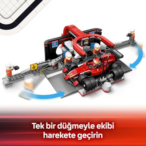 City Ferrari Arabalı F1 Pit Stop ve Pit Ekibi 60443-6 Yaş ve Üzeri Çocuklar için Yarış Arabası İçeren Yaratıcı Oyuncak Yapım Seti, Doğum Günü Hediyesi (322 Parça)