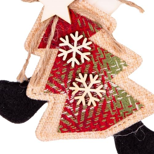 Yılbaşı Süsü Kardan Adam Çam Ağacı Figürlü Kırmızı 16x17 Cm.