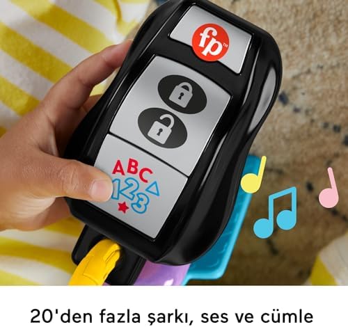 Birden fazla dil desteğiyle 6 ay ve üzeri bebekler için müzik çalan, dişlik ve ayna içeren Eğlen ve Öğren Eğlenceli Aktivite Anahtarı, HWY40
