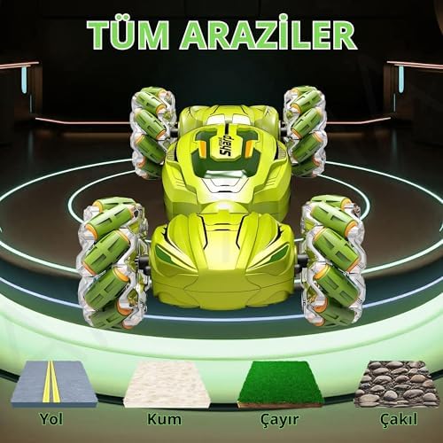 2.4GHz Uzaktan Kumandalı El Sensörlü 4WD Sesli Işıklı Müzikli Şarjlı Akrobat Araba