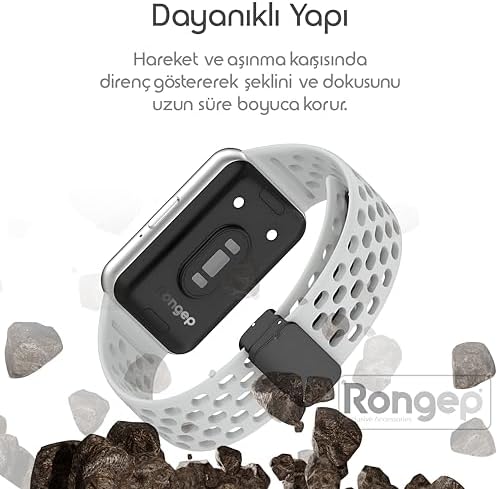 Galaxy Fit 3 ile Uyumlu Spor Kordon Manyetik Katlanır Toka Mekanizmalı Nefes Alabilirlik Sağlayan Delikli Doku Deformasyona Karşı Dayanıklı Yumuşak Saat Kayışı