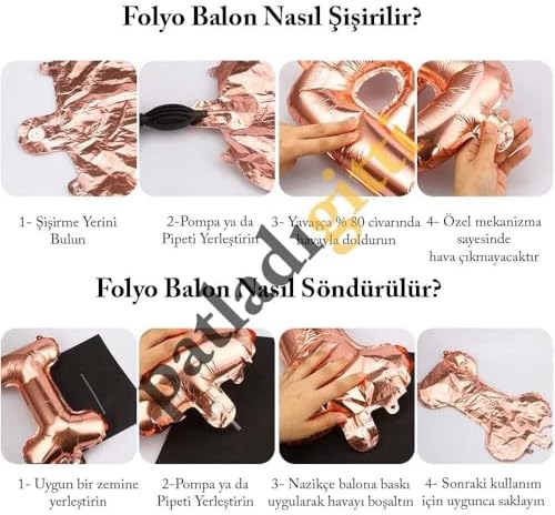 Rakam Kırmızı Folyo Balon 34 inç 76-82 cm (9, Rose)