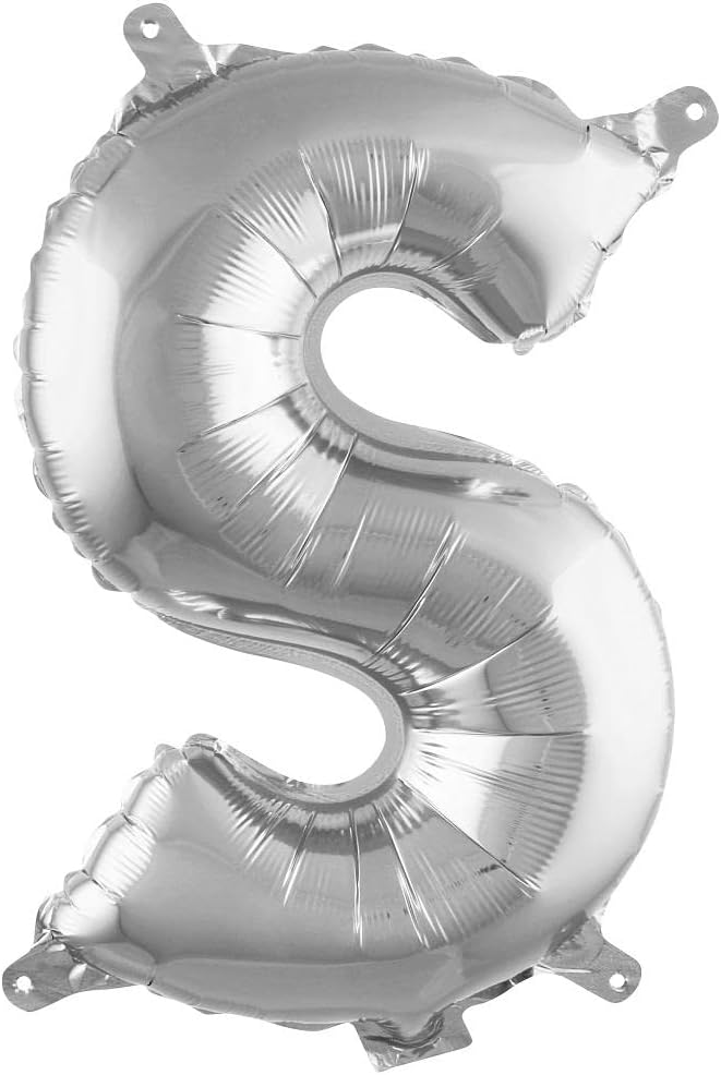 S Harfi 16 İnç Gümüş Renk Folyo Balon 36 CM (Gümüş)