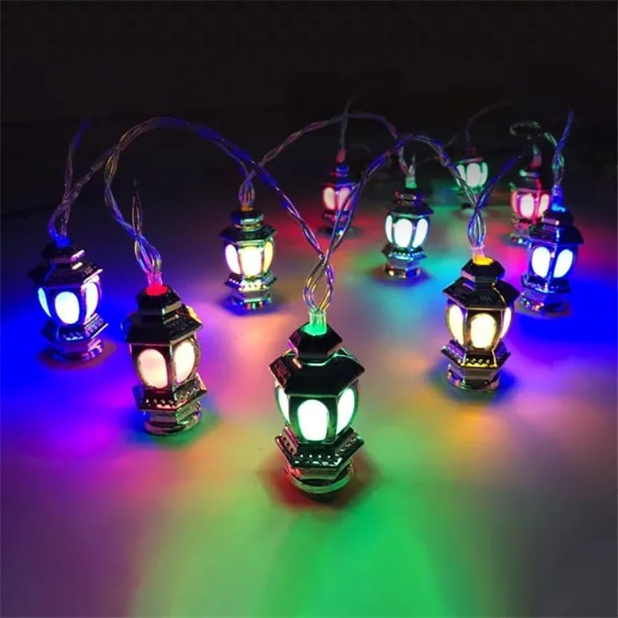 4 Metre 20’li RGB LED Kandil Işık Zinciri Fişli Ramazan Dekorasyonu Ev Oda Balkon İftar Sahur Masa Duvar Süsleme Aydınlatma