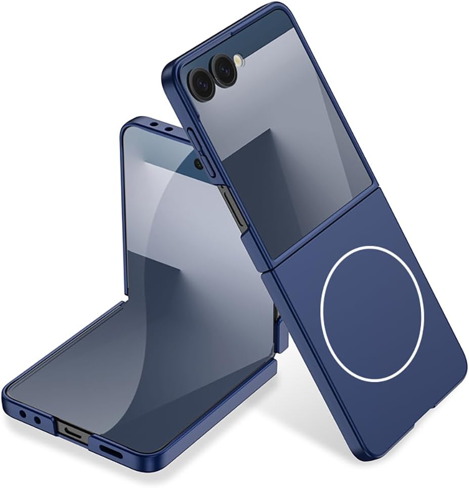 - Galaxy Z Flip 7 Kılıf ile Maksimum Koruma | Kablosuz Şarj Destekli MagSafe Uyumlu İnce Tasarım | Aynalı Kapak Görünümlü Şık Rose Kaplama | Dayanıklı Klipsli Kapak Modeli - Lacivert