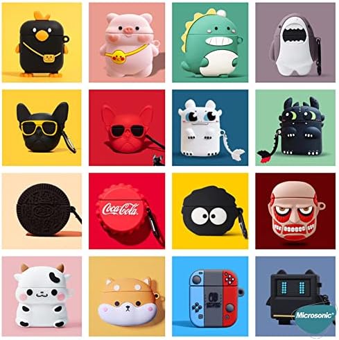 AirPods 1. Nesil / 2. Nesil için Kılıf Figürlü Silikon Crtn-Fgr-Hry-Pttr [AirPods 1/2 ile Uyumlu Kılıf - Bej]