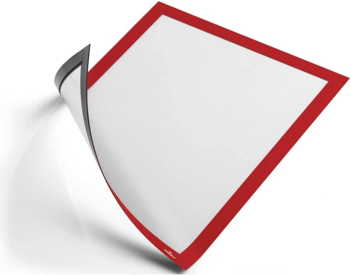 hdg 5 adet Mıknatıslı Şömiz Manyetik Evrak Tutucu Şeffaf Magnet Şömiz Dosya 21x30cm A4 - KIRMIZI KENARLI