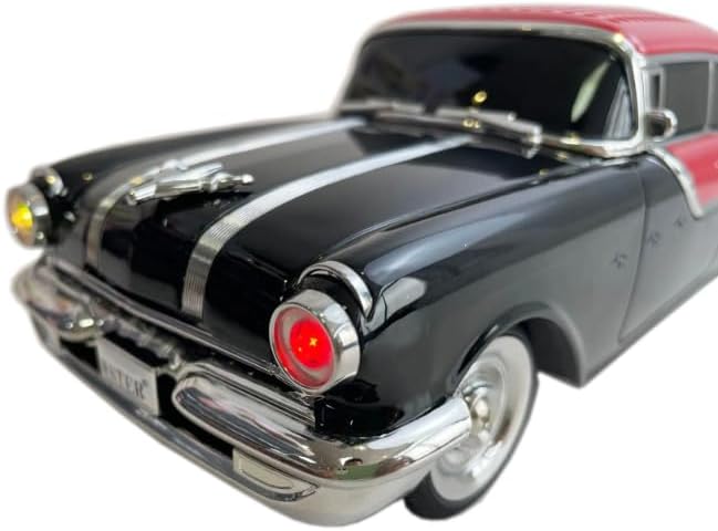 Kablosuz Hoparlör Bluetooth 10W 1955 Model Pontiac Bluetooth Klasik Araba Görünümlü Hoparlör ve FM Radyo Ofis Ev için USB SD AUX Girişli Havalı Tasarım WS-598 Siyah-Kırmızı (Siyah-Kırmızı)