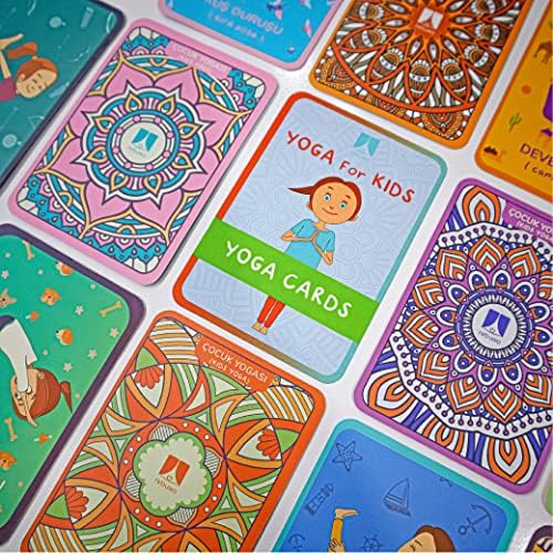 Çocuk Yoga Kartları Seti – 13 Parça Mini Yoga Pozları Eğitim Kartı, Karakterli 12 Poz, 10x7 cm Renkli Aktivite Kartları