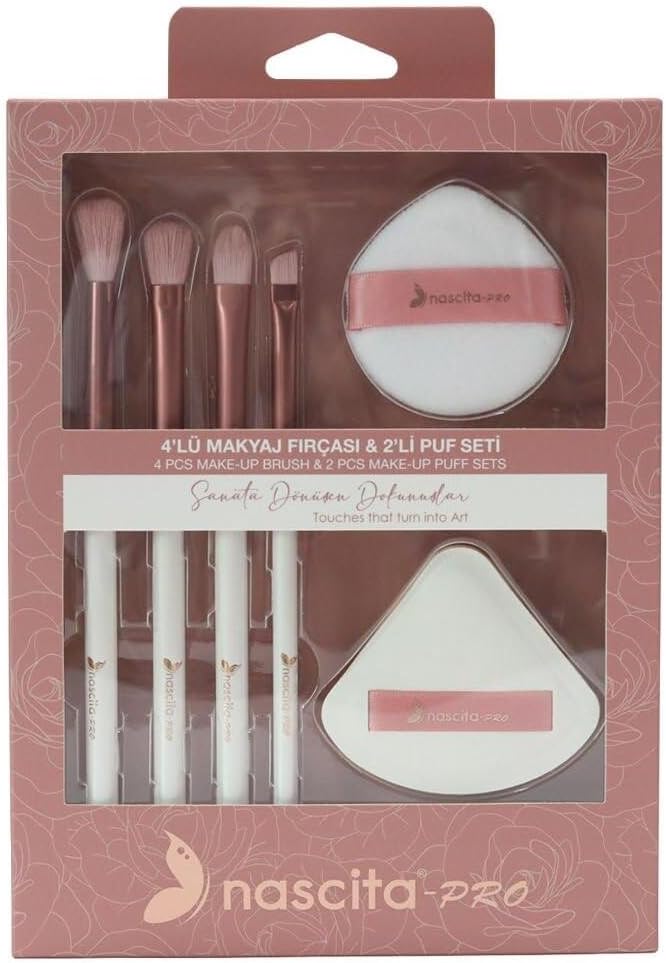 4lü Makyaj Fırçası ve 2li Puf Seti - 162