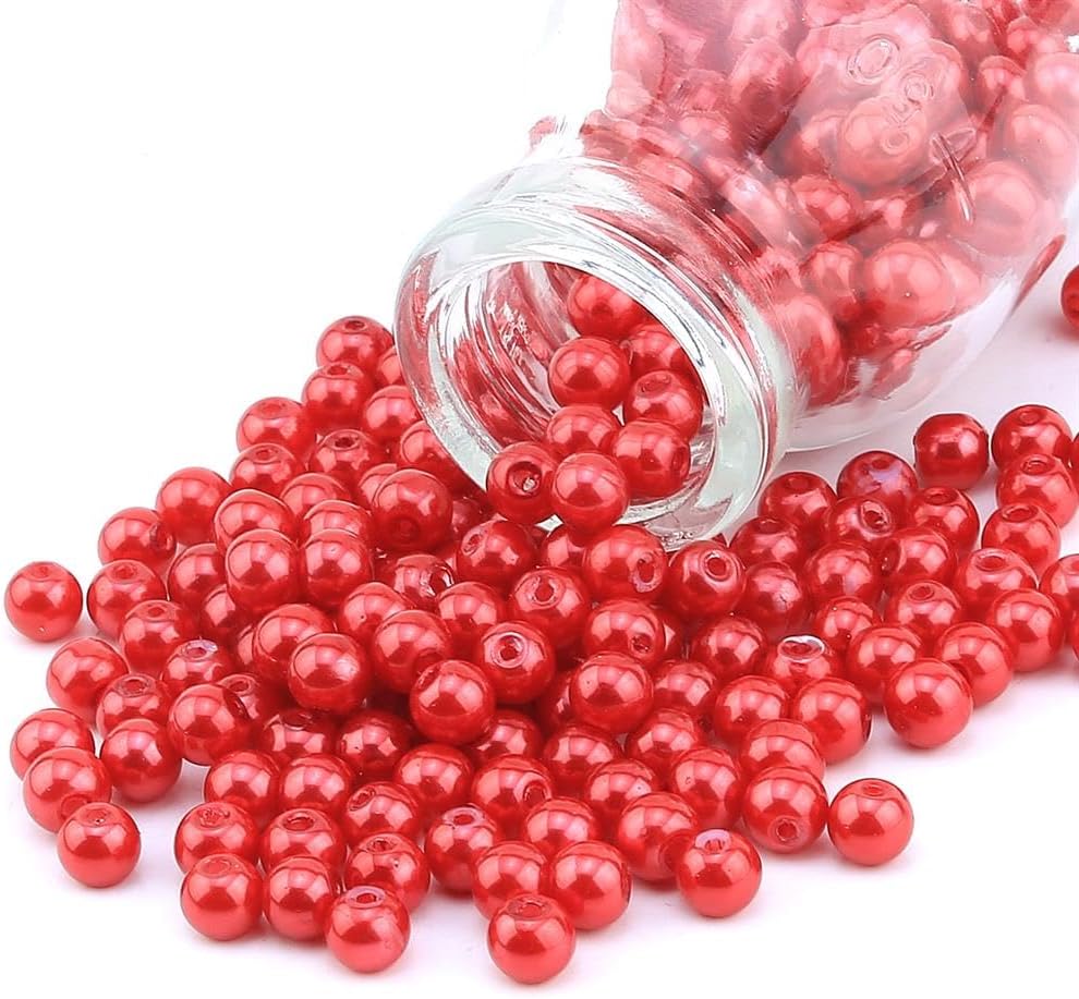 - Kırmızı Delikli inci Boncuk 7 mm